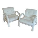 LR - Vintage Directional Lounge Chairs - Vintage Cream Upholstery (Lot of 2)