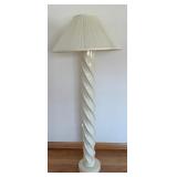 LR - Floor Lamp - Twisted Cream Column With Pleated Shade