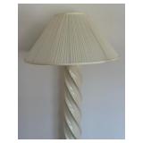 LR - Floor Lamp - Twisted Cream Column With Pleated Shade