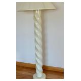 LR - Floor Lamp - Twisted Cream Column With Pleated Shade