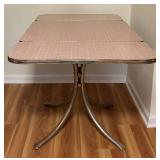 LL - Vintage 1950s Pink Formica and Chrome Drop-Leaf Kitchen Table