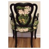 LL - Vintage French Balloon Style Floral Upholstered Armchair