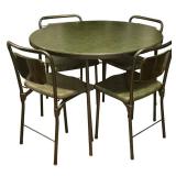 LL-FR - Vintage Cosco Green Folding Card Table Set with 4 Chairs