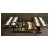 LL-FR - Art101 Wooden Art Set in Case with Acrylic Paints, Pastels, Colored Pencils, and Accessories