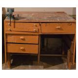 LL-S - Wood Workbench with Assorted Hand Tools and Accessories