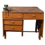 LL-S - Wood Workbench with Assorted Hand Tools and Accessories