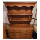 LL-S - Vintage Wooden Dresser with Hutch and 6 Drawers