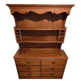 LL-S - Vintage Wooden Dresser with Hutch and 6 Drawers