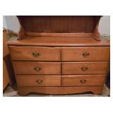 LL-S - Vintage Wooden Dresser with Hutch and 6 Drawers