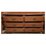 LL-S - Vintage Wooden Dresser with Hutch and 6 Drawers