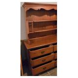 LL-S - Vintage Wooden Dresser with Hutch and 6 Drawers