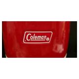 LL-S - Vintage Coleman Red and White Water Jug Cooler with Spout