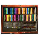 LL-FR - Complete Art Set in Wooden Case with Pastels, Pencils, Markers, and More
