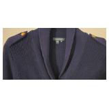 LL-FR - Lauren Ralph Lauren Navy Cotton Cardigan with Gold Buttons Size XL
