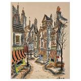 LL-FR - Framed Mid Century Parisian Street Scene Painting