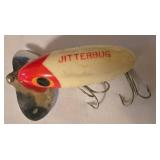 LL-FR - Lot of 3 Vintage Fishing Lures - Lunkerhunt 2.25in, Jitterbug, Hula Popper 4in