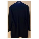 LL-FR - Andrea Jovine Black Wool Cardigan with Fringe Trim, Size Large
