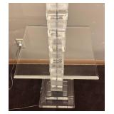 MB - Vintage Lucite Floor Lamp Table with Cubist Base