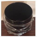 BR2 - Black Hand Blown Art Glass Bowl with Clear Twisted Design
