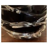 BR2 - Black Hand Blown Art Glass Bowl with Clear Twisted Design