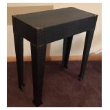 BR2 - Black Petite Accent Table with Faux Croc Texture