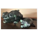 MB - Pair of Cast Iron Bunny Sculptures