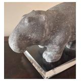 MB - Williams Sonoma Decorative Stone Hippo on Lucite Base