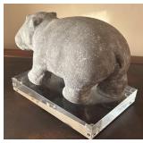 MB - Williams Sonoma Decorative Stone Hippo on Lucite Base