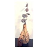 MB - Set of 2 Natural Wood and Seed Pod Vases with Dried Stems