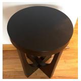 LR - Modern Black Wood Accent Table with Sculptural Base