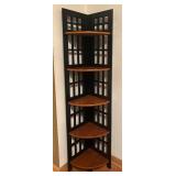 LR - Decorative Corner Shelf with Black Frame and Wood Shelves