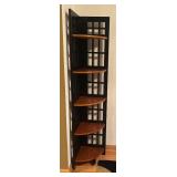 LR - Decorative Corner Shelf with Black Frame and Wood Shelves