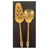K - Set of 7 Rogers Bros Golden Lifetime Serving Utensils