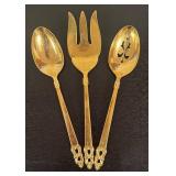 K - Set of 7 Rogers Bros Golden Lifetime Serving Utensils