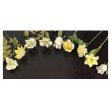 LR - Set of 9 Vintage Composite Floral Stems Decorative Flowers