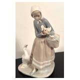 K - Lladro Porcelain Girl with Ducks Figurine