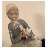 K - Lladro Porcelain Girl with Ducks Figurine