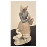 K - Lladro Porcelain Girl with Ducks Figurine
