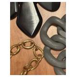 K - Set of 3 Statement Necklaces in Black, Gray and Gold Tones