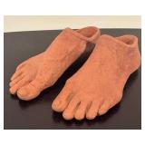 LR - Pair of Terra-Cotta Foot-Shaped Planters