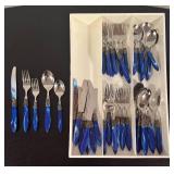 LR - Stanley Roberts Blue Handle Flatware Service for 8