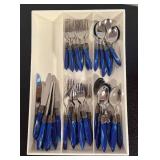 LR - Stanley Roberts Blue Handle Flatware Service for 8