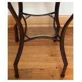 LR - Glass Top Metal Accent Table with Curved Legs