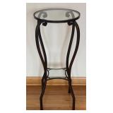 LR - Glass Top Metal Accent Table with Curved Legs