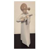 K - Lladro Porcelain Girl with Mandolin Figurine