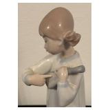 K - Lladro Porcelain Girl with Mandolin Figurine