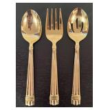 K - Set of 7 Vintage Hampton Silversmiths Gold-Toned Serving Utensils