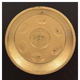 LR - Vintage Decorative Metal Seder Plate with Gold and Green Enamel