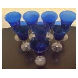 LR - Set of 8 Cobalt Blue Stemware Glasses
