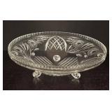 LR - Cut Crystal Vintage Footed Bowl with Floral and Lattice Design